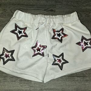 Women's Star Embellished White Shorts